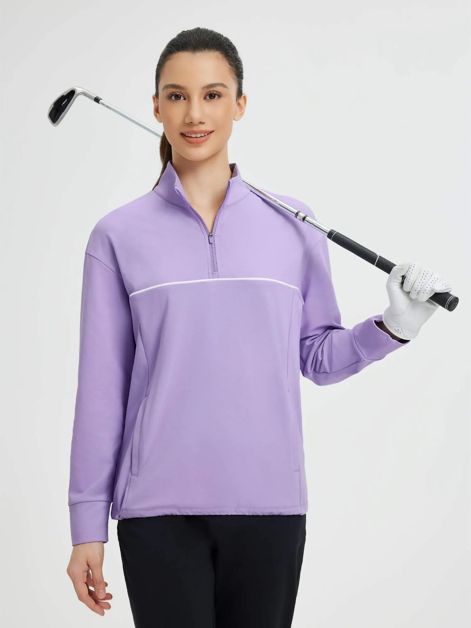 Women's Golf Loose Half-Zip Fleece Pullover sold by Baleaf