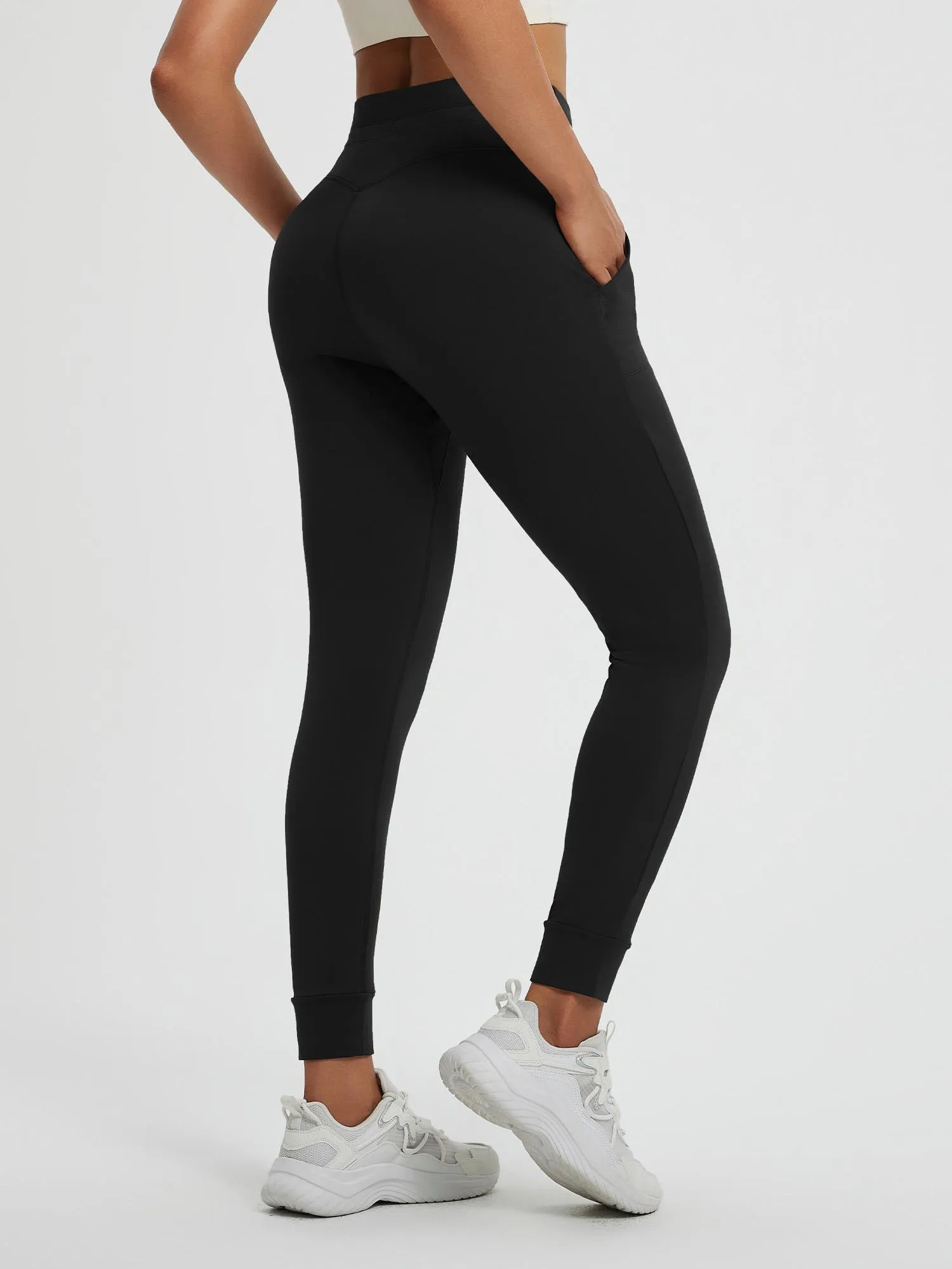 Women’s Yoga Cuffed Fleece High-Waisted Leggings sold by Baleaf product image thumbnail 4