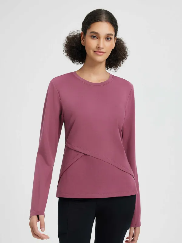 Women’s Running Striped Fleece Long-Sleeve T-Shirt sold by Baleaf