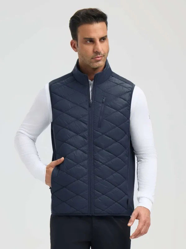 Men’s Golf Knit-Woven Patchwork Cotton Vest sold by Baleaf