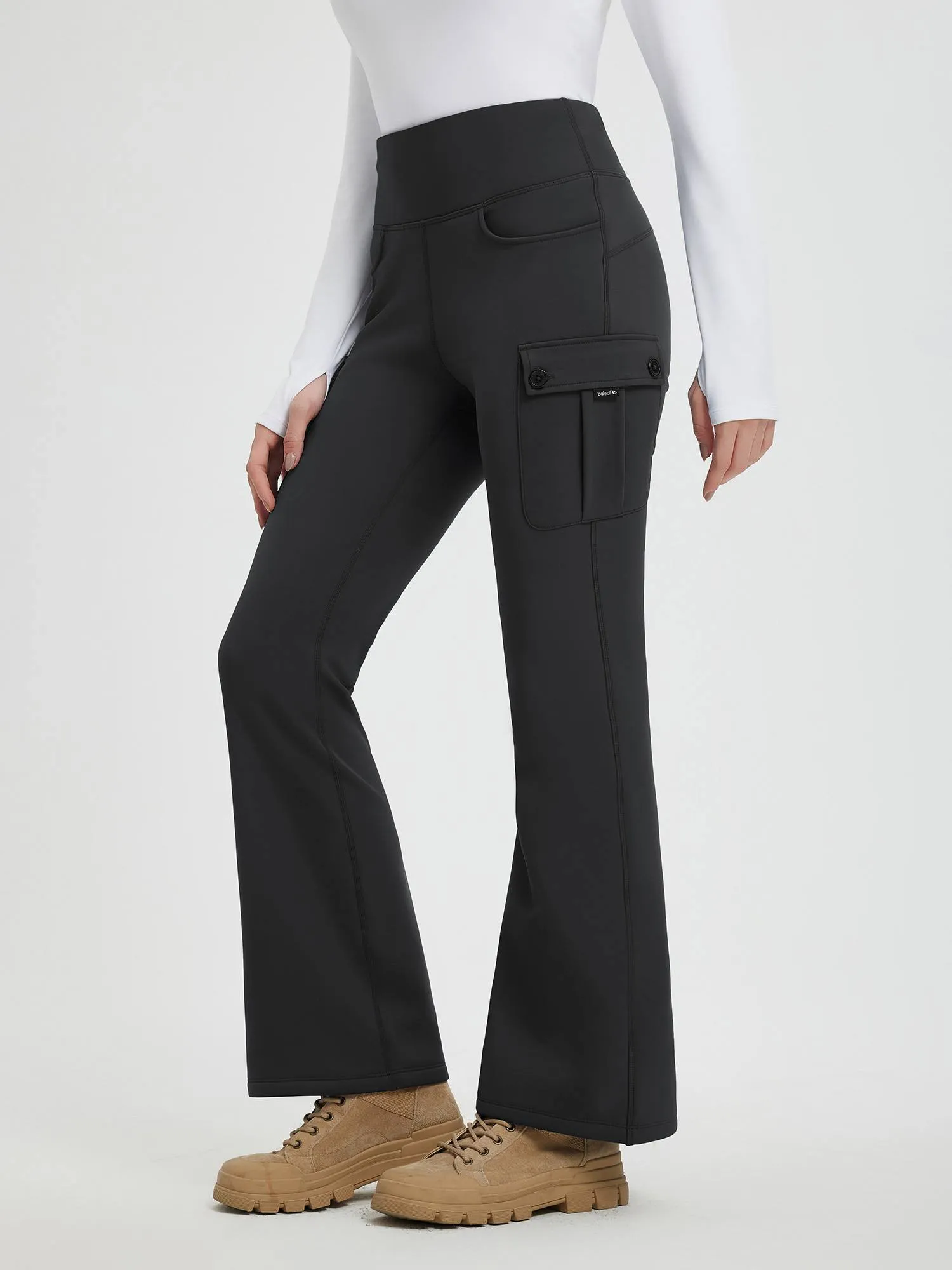 Women’s Outdoor Thick Fleece Slightly Workwear Flared Pants sold by Baleaf