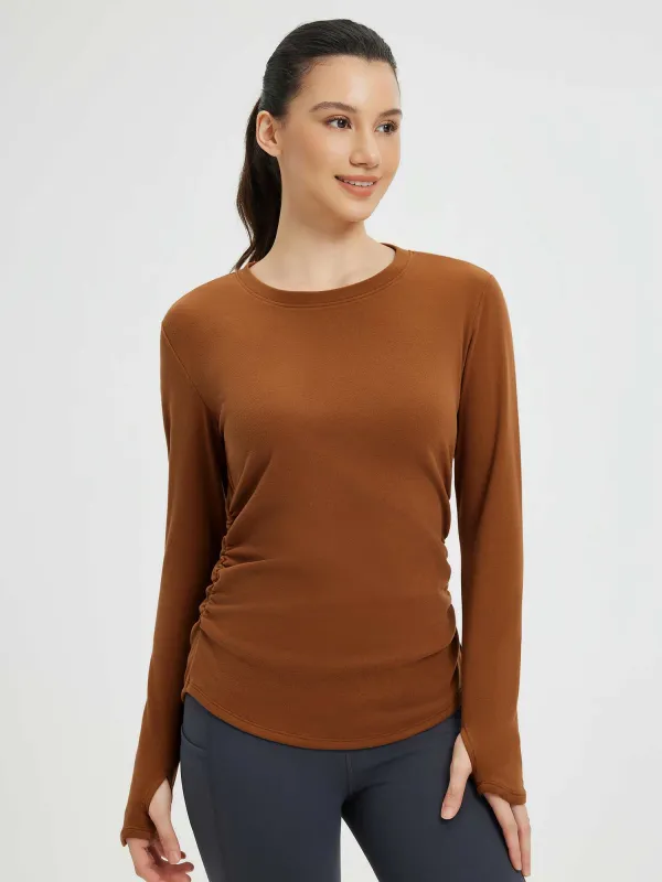 Yoga Side Drawstring Long Sleeve Shirt sold by Baleaf
