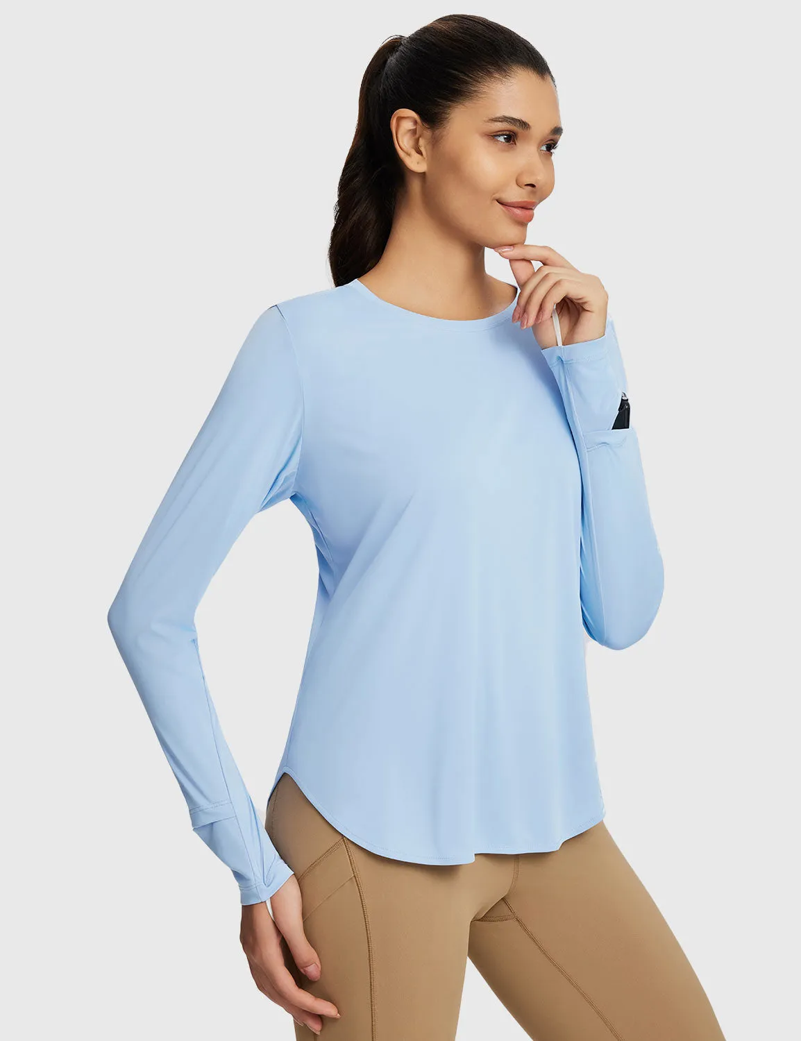 Rounded Hem Slim Crew Neck Long Sleeve sold by Baleaf product image thumbnail 3