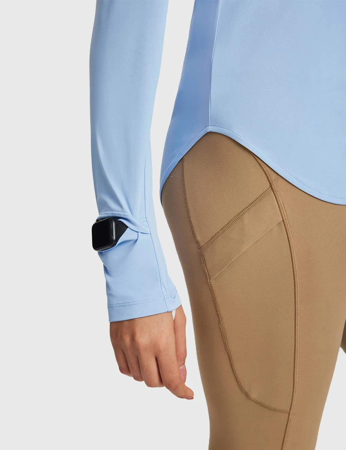 Rounded Hem Slim Crew Neck Long Sleeve sold by Baleaf product image thumbnail 4