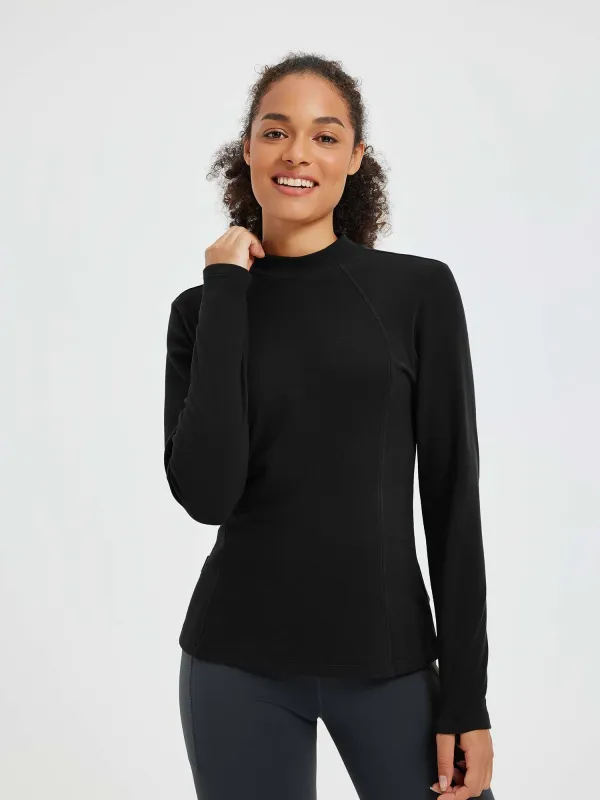 Running Half-Turtleneck Fleece Long-Sleeve T-Shirt sold by Baleaf