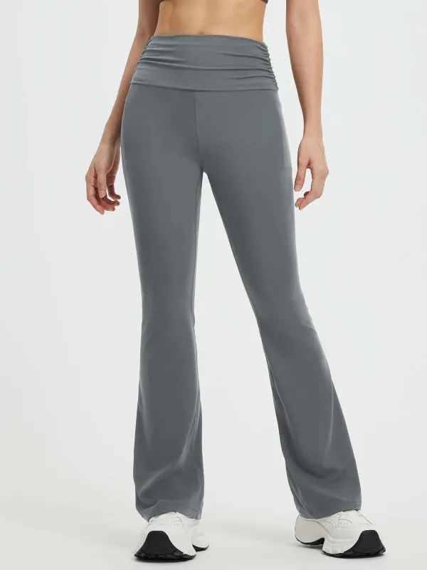Yoga Fold-Over Waistband High-Waisted Flared Pants sold by Baleaf