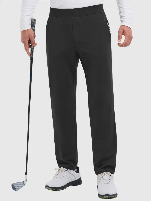 Men's Golf Elastic-Waist Fleece Straight-Leg Pants sold by Baleaf