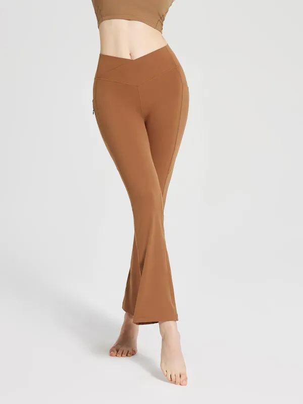 Lycra Cross-Waist Zippered Flared Pants sold by Baleaf