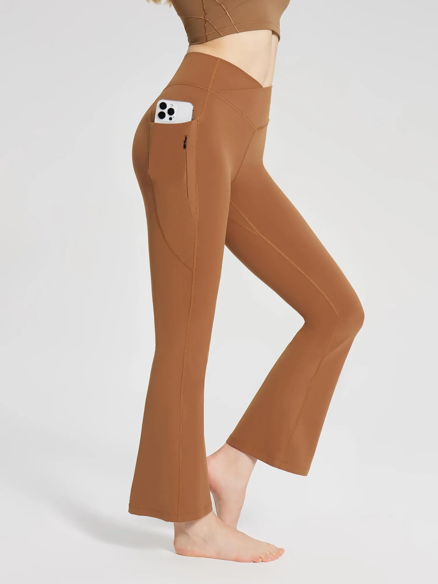 Lycra Cross-Waist Zippered Flared Pants sold by Baleaf product image thumbnail 3