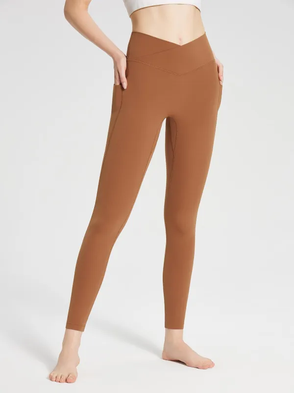 Lycra Cross-Waist High-Rise Leggings sold by Baleaf