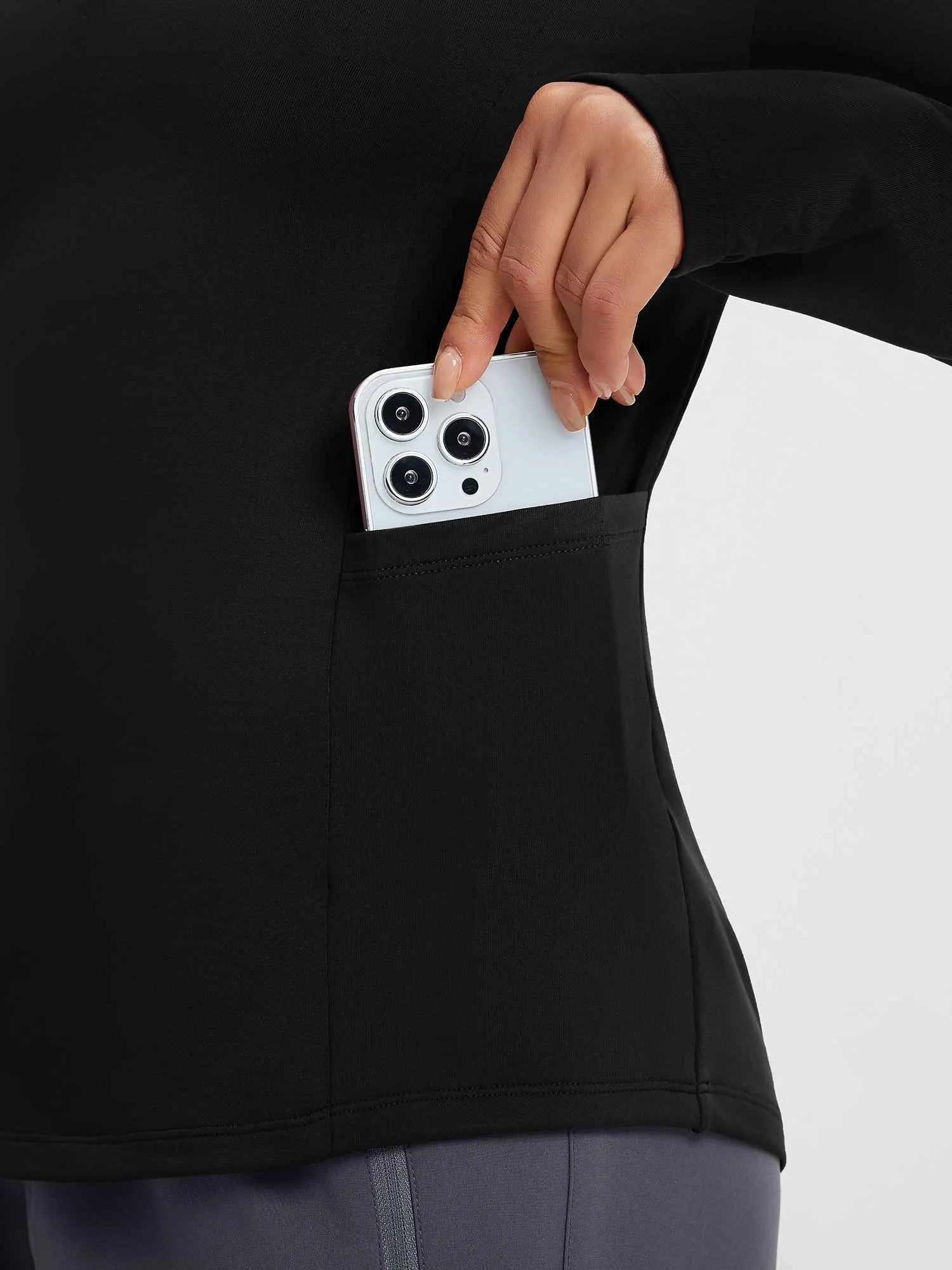 Yoga Fleece Lined Half Placket Long Sleeve T-Shirt sold by Baleaf product image thumbnail 2