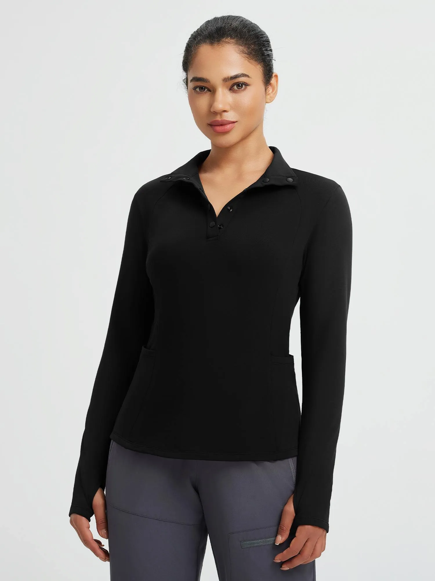 Yoga Fleece Lined Half Placket Long Sleeve T-Shirt sold by Baleaf