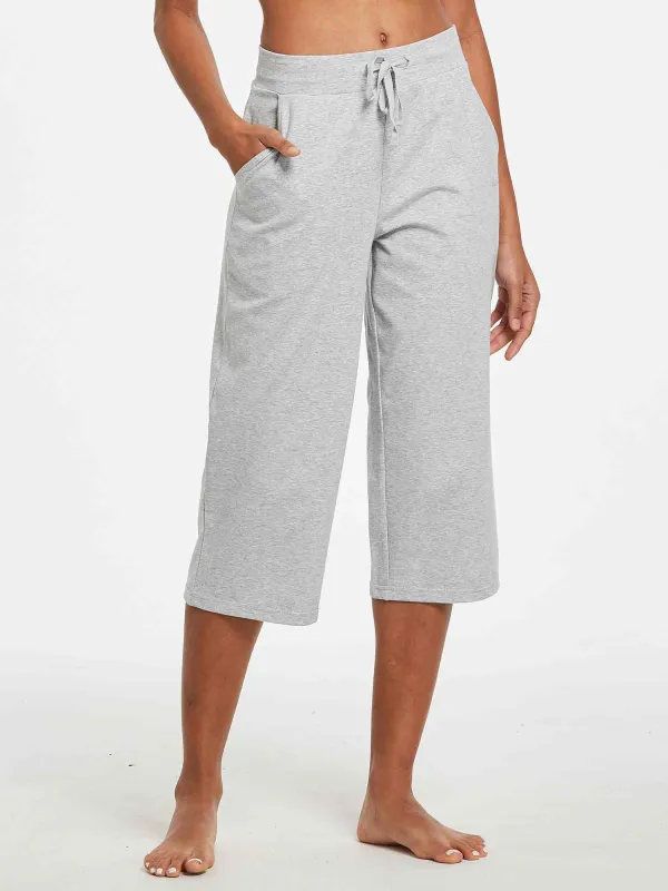 Women's Lightweight Wide-Leg Cotton Capri Pants sold by Baleaf