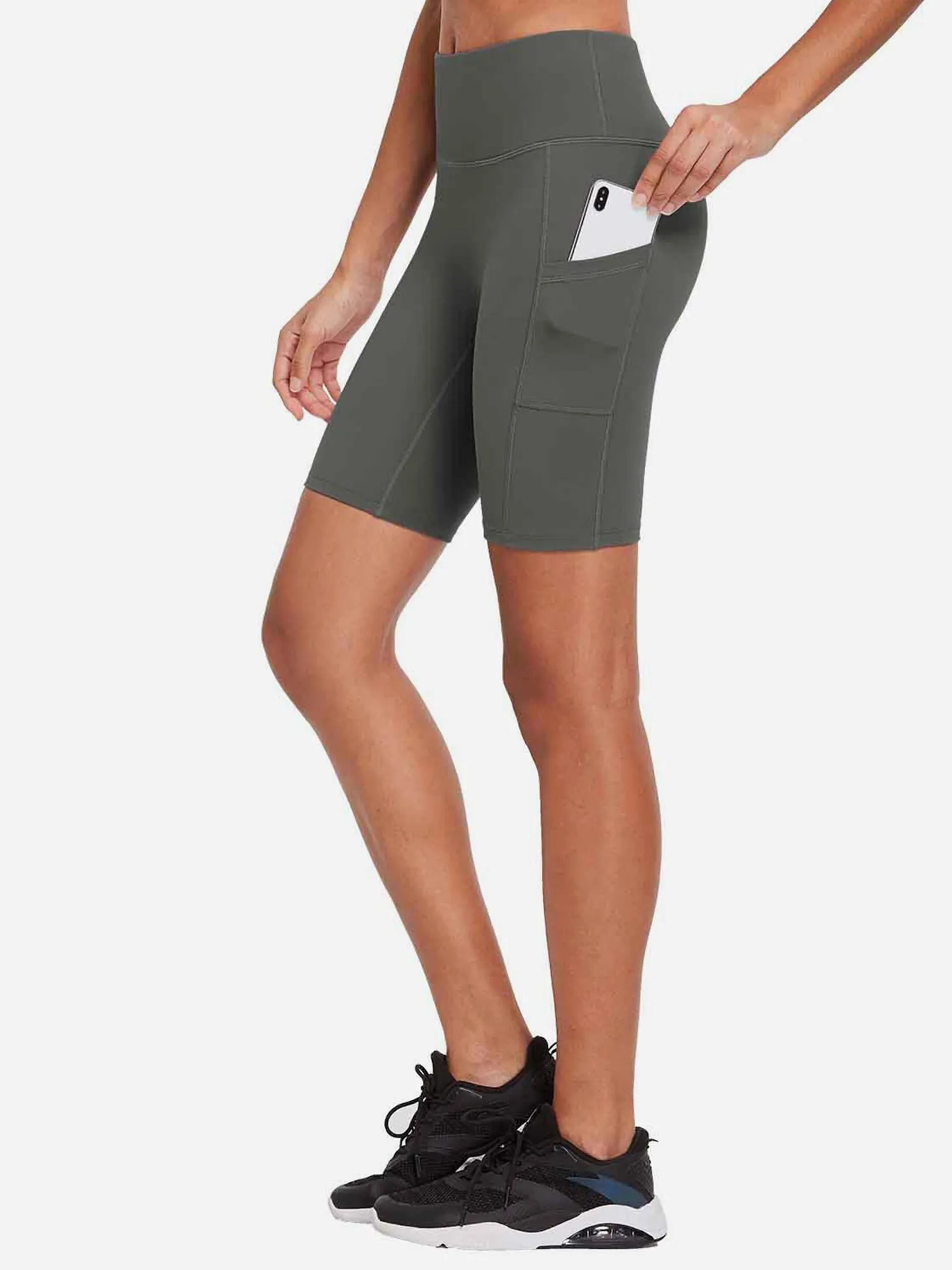 Women's 8" High-Waisted Compression Biker Shorts with Side Pockets sold by Baleaf product image thumbnail 2