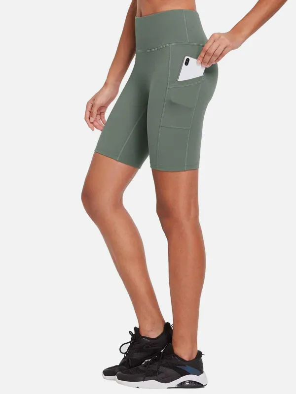 Women's 8" High-Waisted Compression Biker Shorts with Side Pockets sold by Baleaf