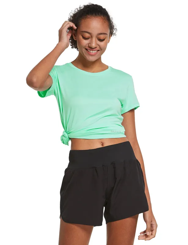 Women's Short-Sleeve Quick-Dry Crewneck Running Shirt made by Baleaf