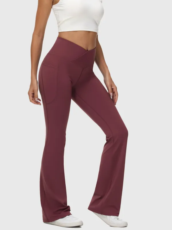 Laureate Women's 34" Crossover High-Waisted Flare Yoga Pants sold by Baleaf