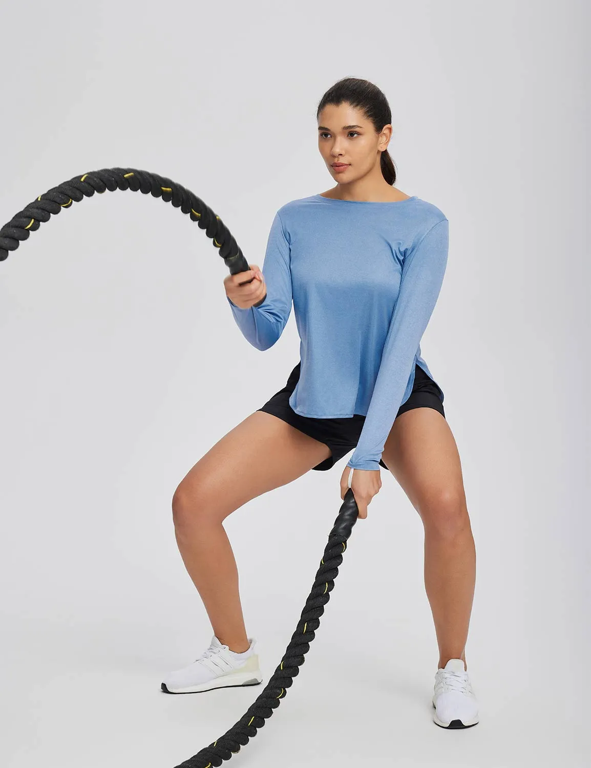 High Split Crew Neck T-shirts sold by Baleaf product image thumbnail 2