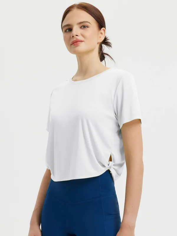 Women's Cropped Short Sleeve Workout Top sold by Baleaf