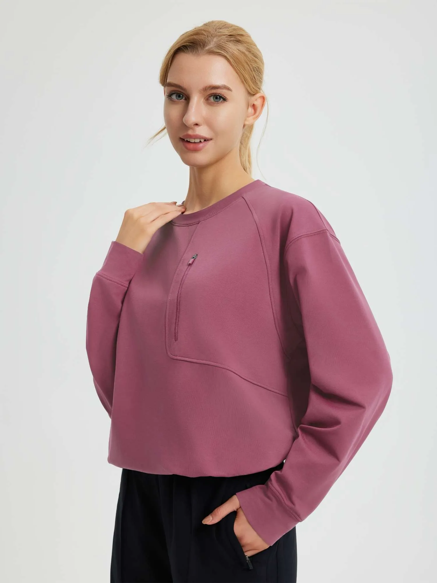 Raglan Fleece Long-Sleeve Running Top sold by Baleaf product image thumbnail 5
