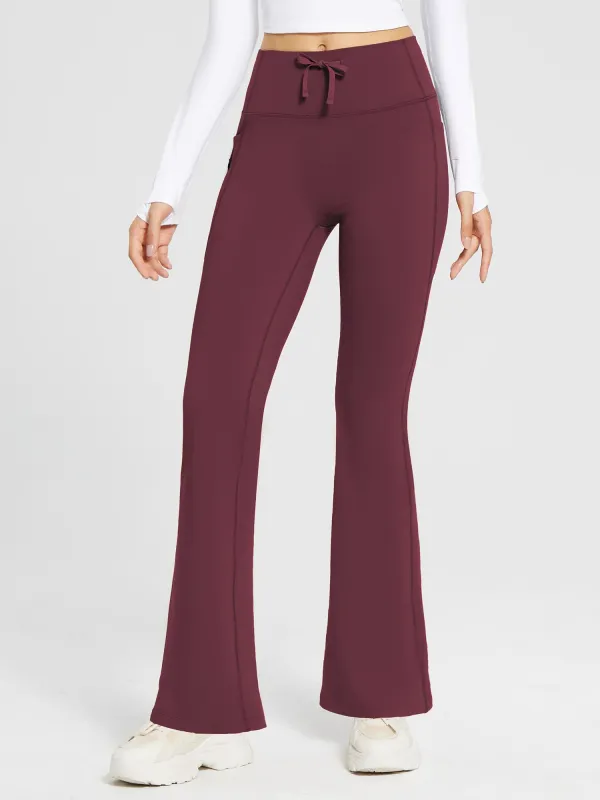 High-Waist Fleece-Lined Drawstring Flare Pants sold by Baleaf