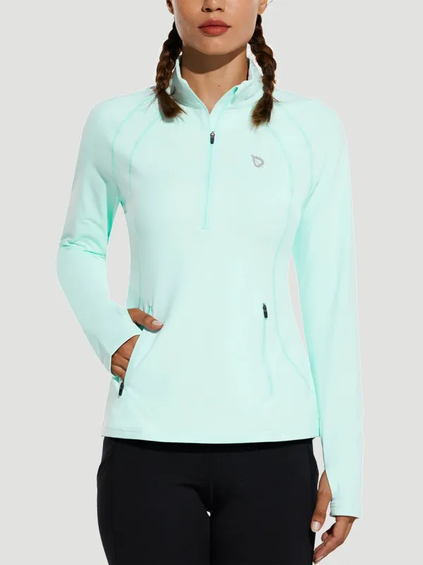 Women's Brushed Half-Zip Pullover Running Top sold by Baleaf
