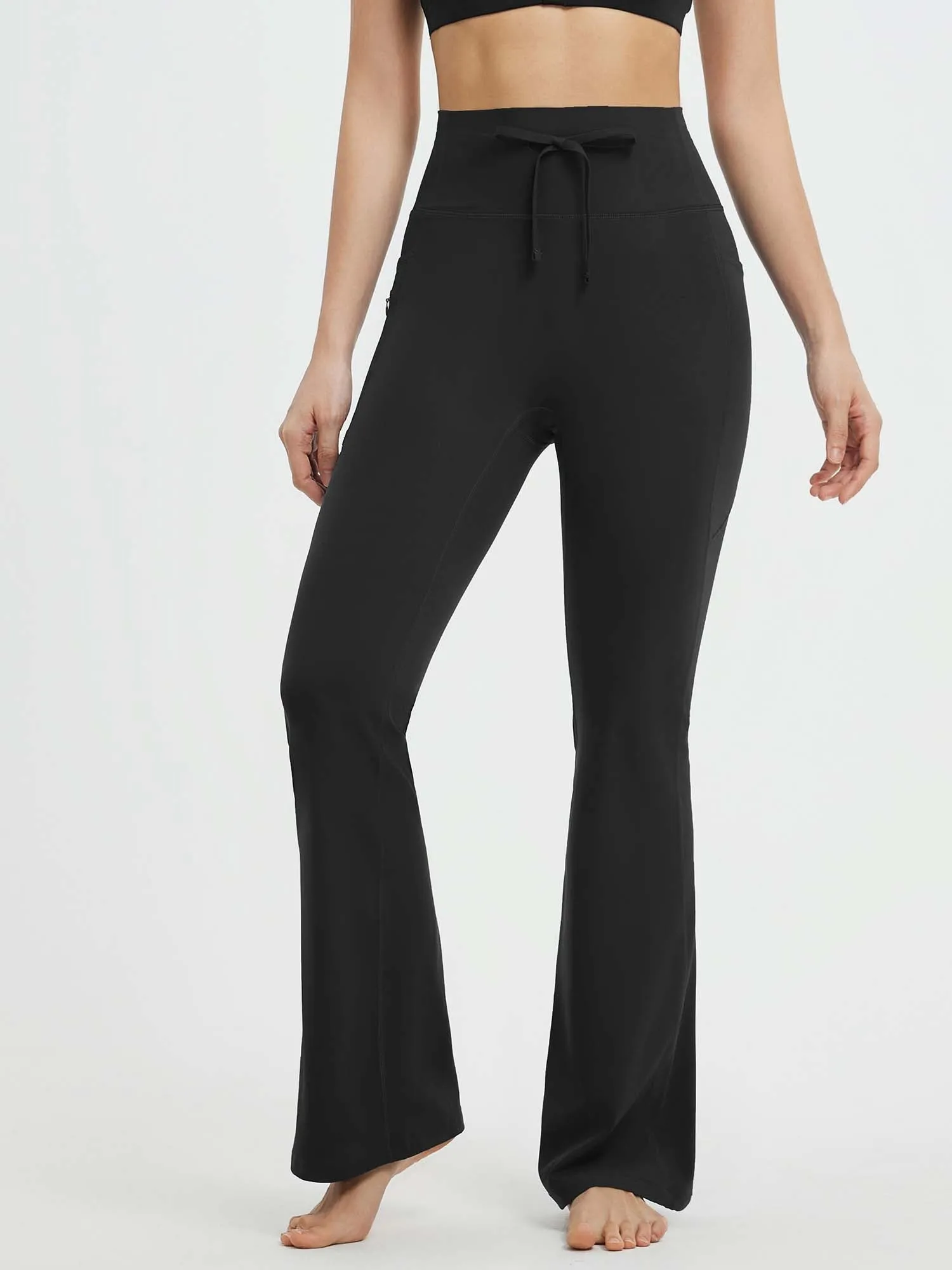 All-Season Drawstring High-Waist Flare Yoga Pants sold by Baleaf