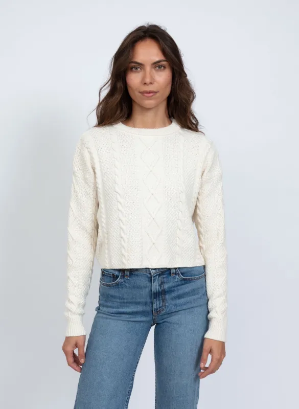 Cable Cropped Crew Sweater made by ASKK NY