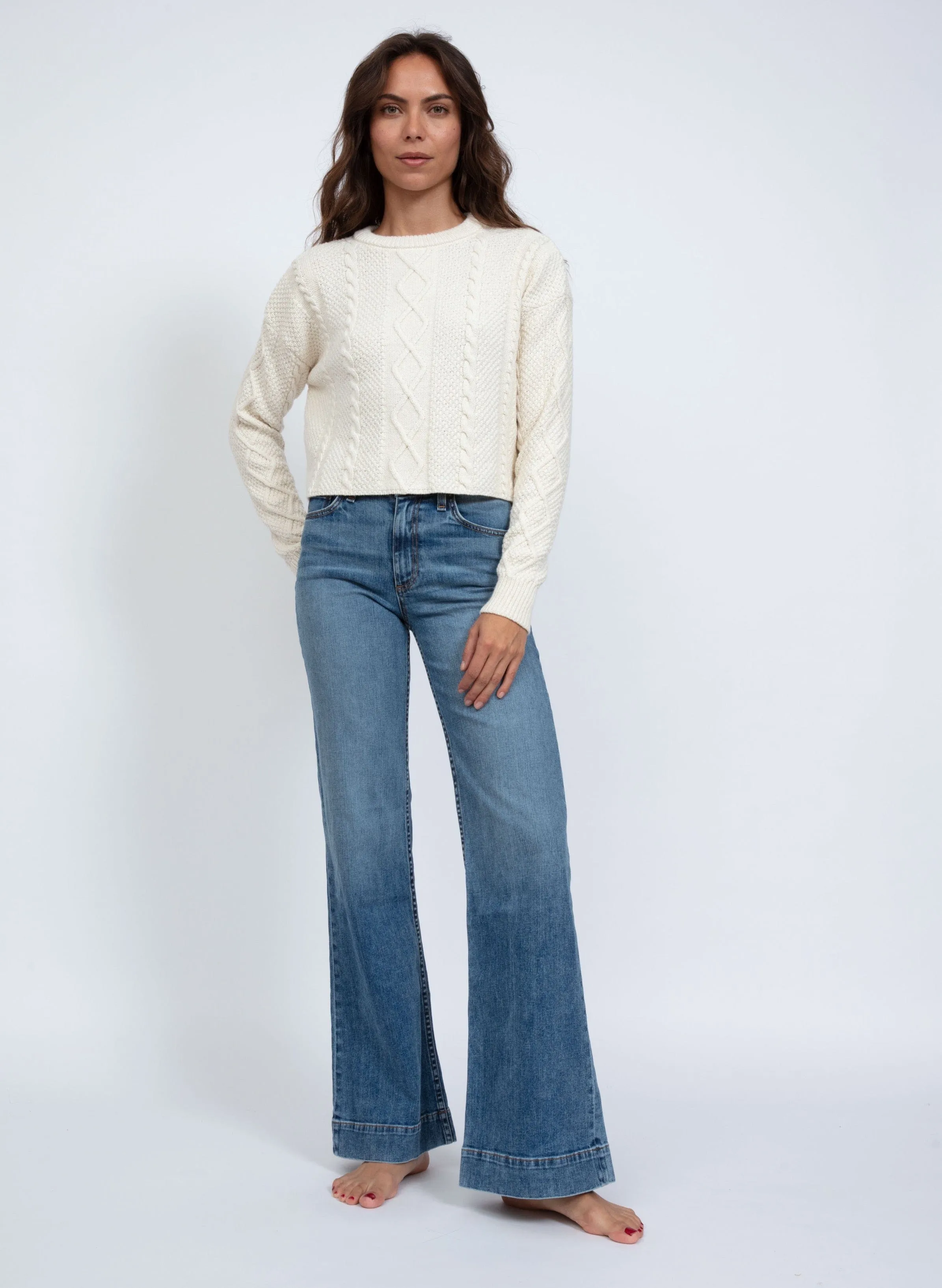 Cable Cropped Crew Sweater sold by ASKK NY product image thumbnail 4