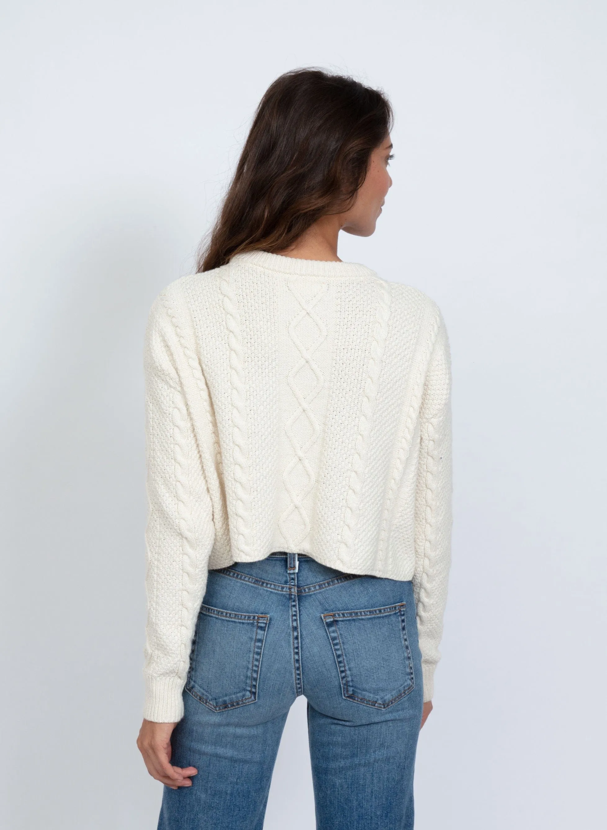 Cable Cropped Crew Sweater sold by ASKK NY product image thumbnail 2