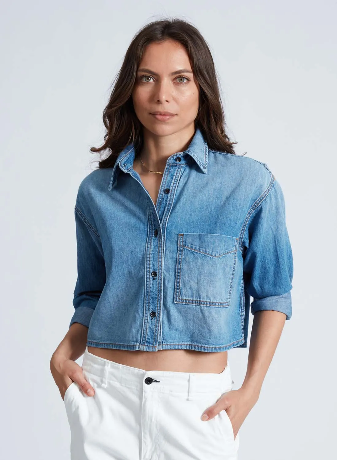 Cropped Denim Shirt sold by ASKK NY