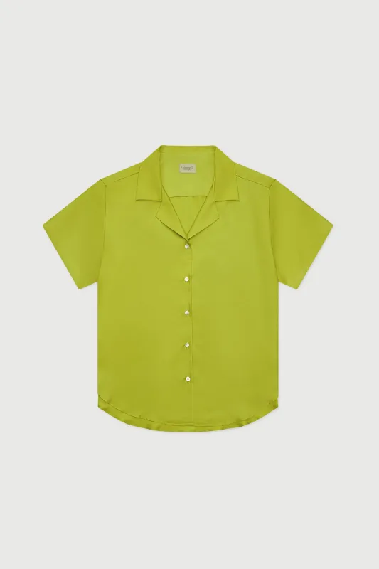 The Notched Collar Short Sleeve Shirt, Silk Twill made by Comme Si