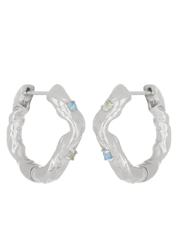 Nan Hoops in Silver - Blue Topaz/Peridot made by Mondo Mondo