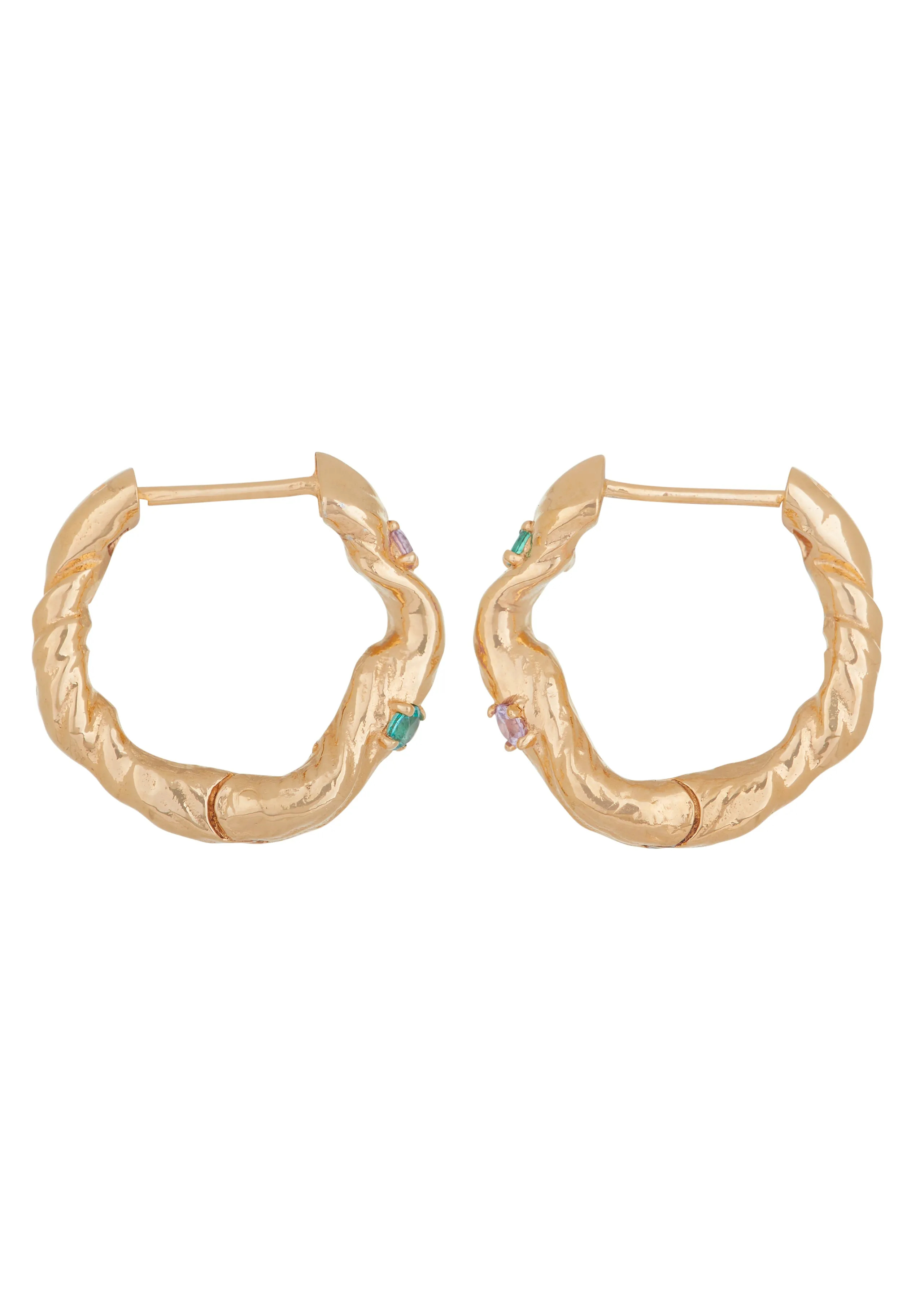 Nan Hoops in Gold - Pink Sapphire/Emerald sold by Mondo Mondo product image thumbnail 2