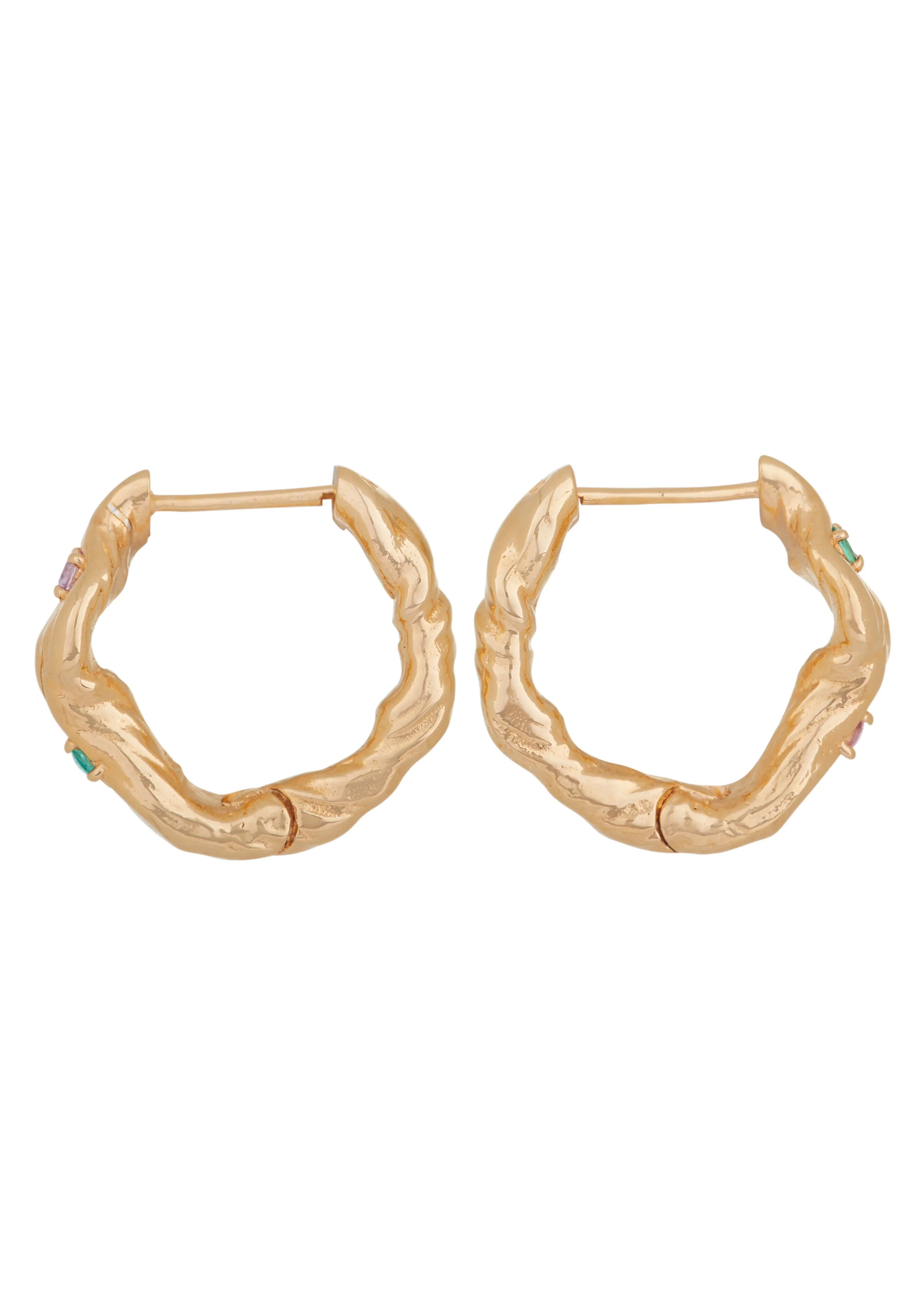 Nan Hoops in Gold - Pink Sapphire/Emerald sold by Mondo Mondo product image thumbnail 3