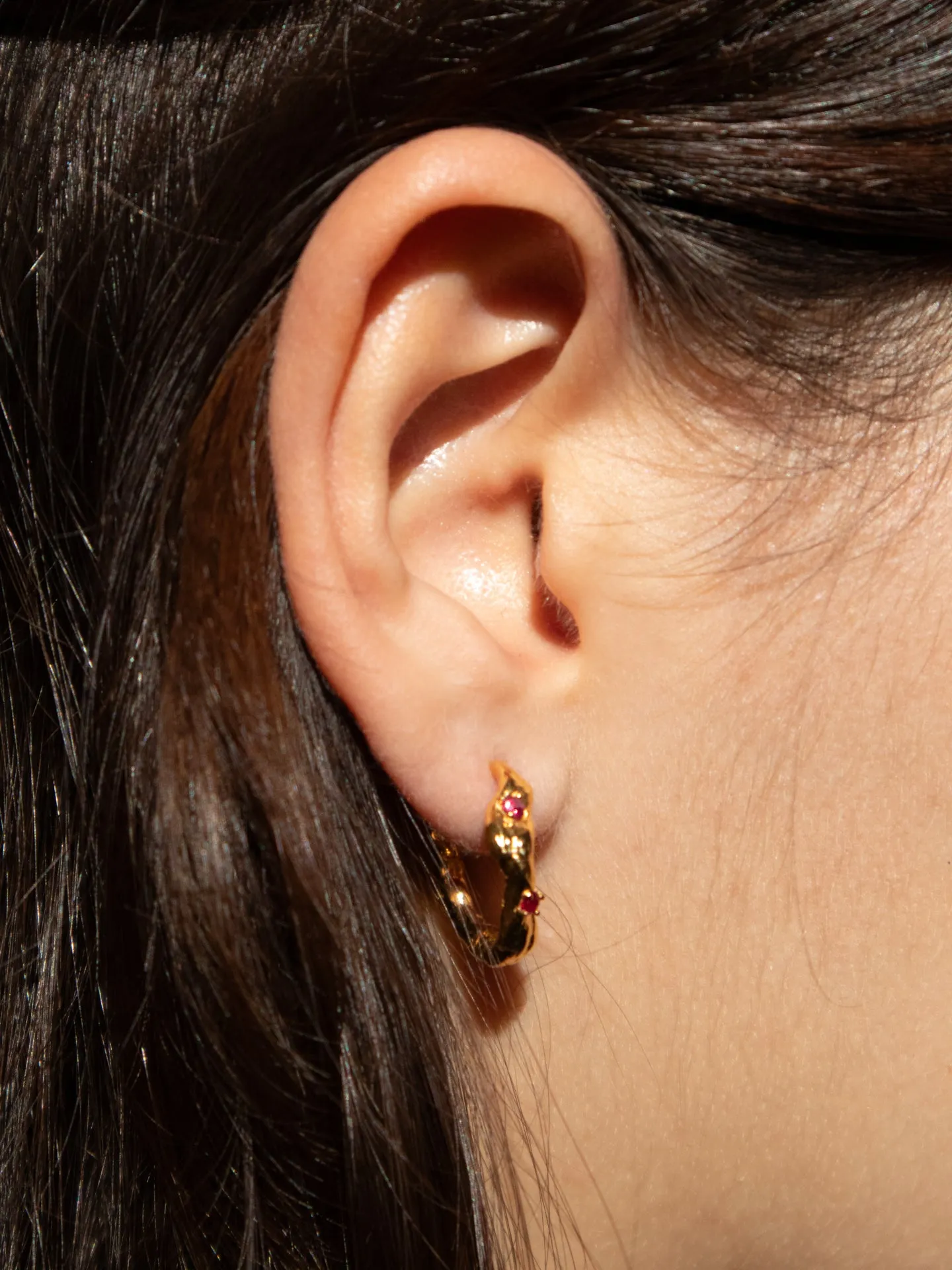 Nan Hoops in Gold - Ruby sold by Mondo Mondo product image thumbnail 4