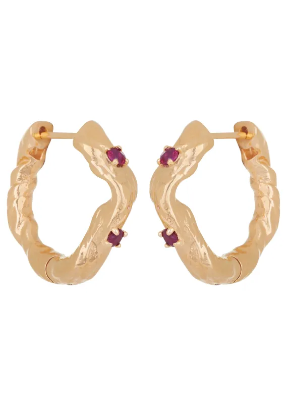 Nan Hoops in Gold - Ruby sold by Mondo Mondo