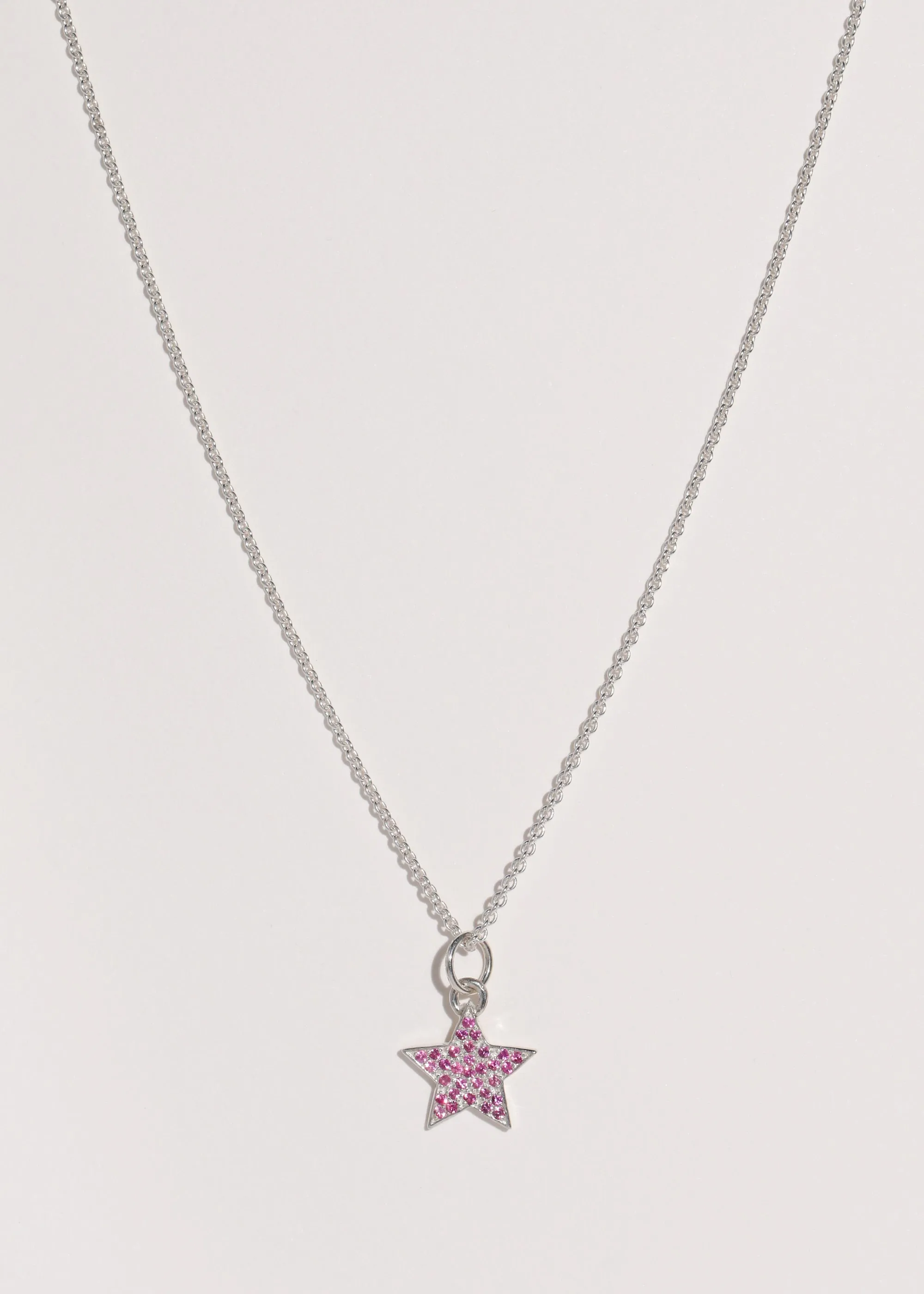 Star Pave Necklace in Sterling Silver - Pink Sapphire sold by Mondo Mondo product image thumbnail 3