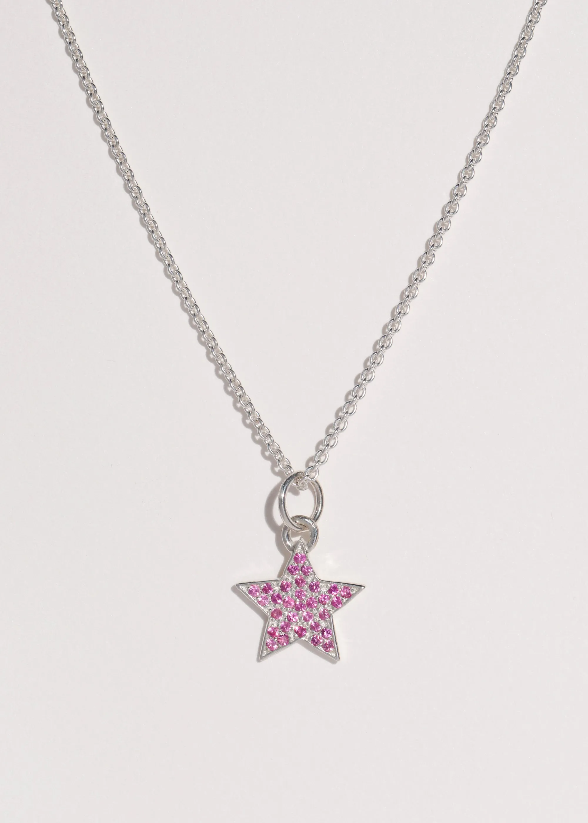 Star Pave Necklace in Sterling Silver - Pink Sapphire sold by Mondo Mondo product image thumbnail 2