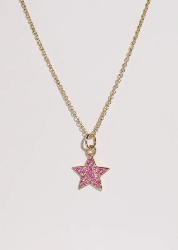 Star Pave Necklace in 14k - Pink Sapphire made by Mondo Mondo