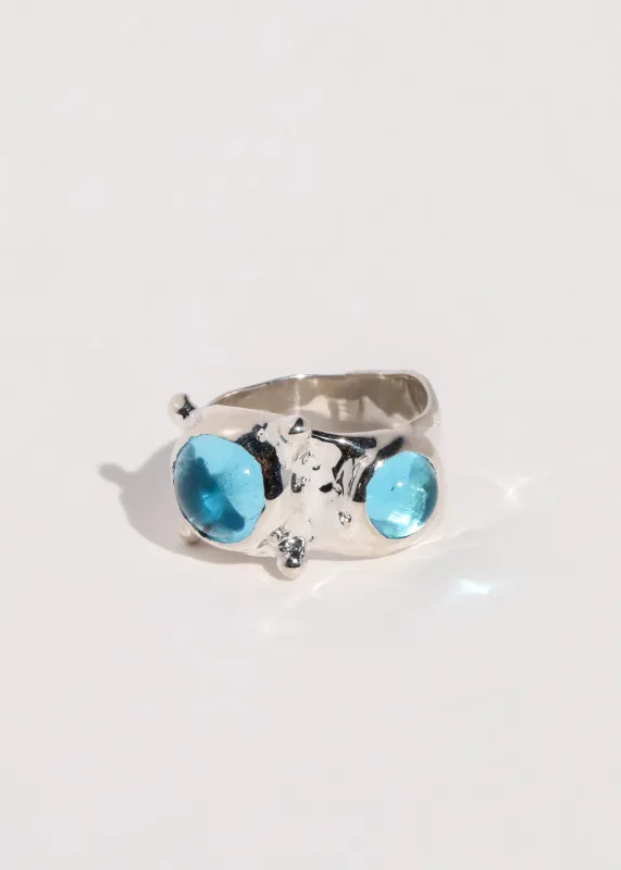 Pulp Ring in Sterling Silver - Aqua sold by Mondo Mondo
