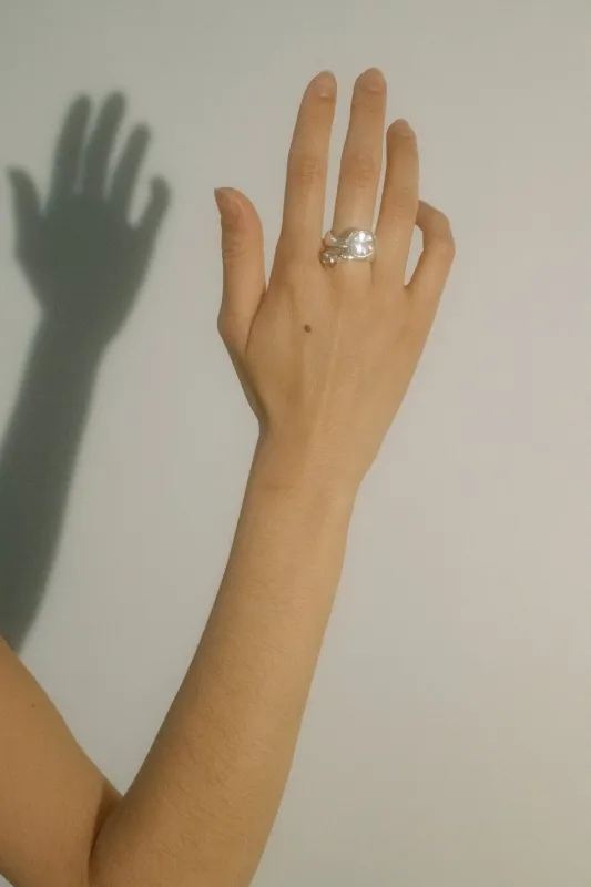 Mambo Ring in Sterling Silver - Crystal/Jonquil sold by Mondo Mondo