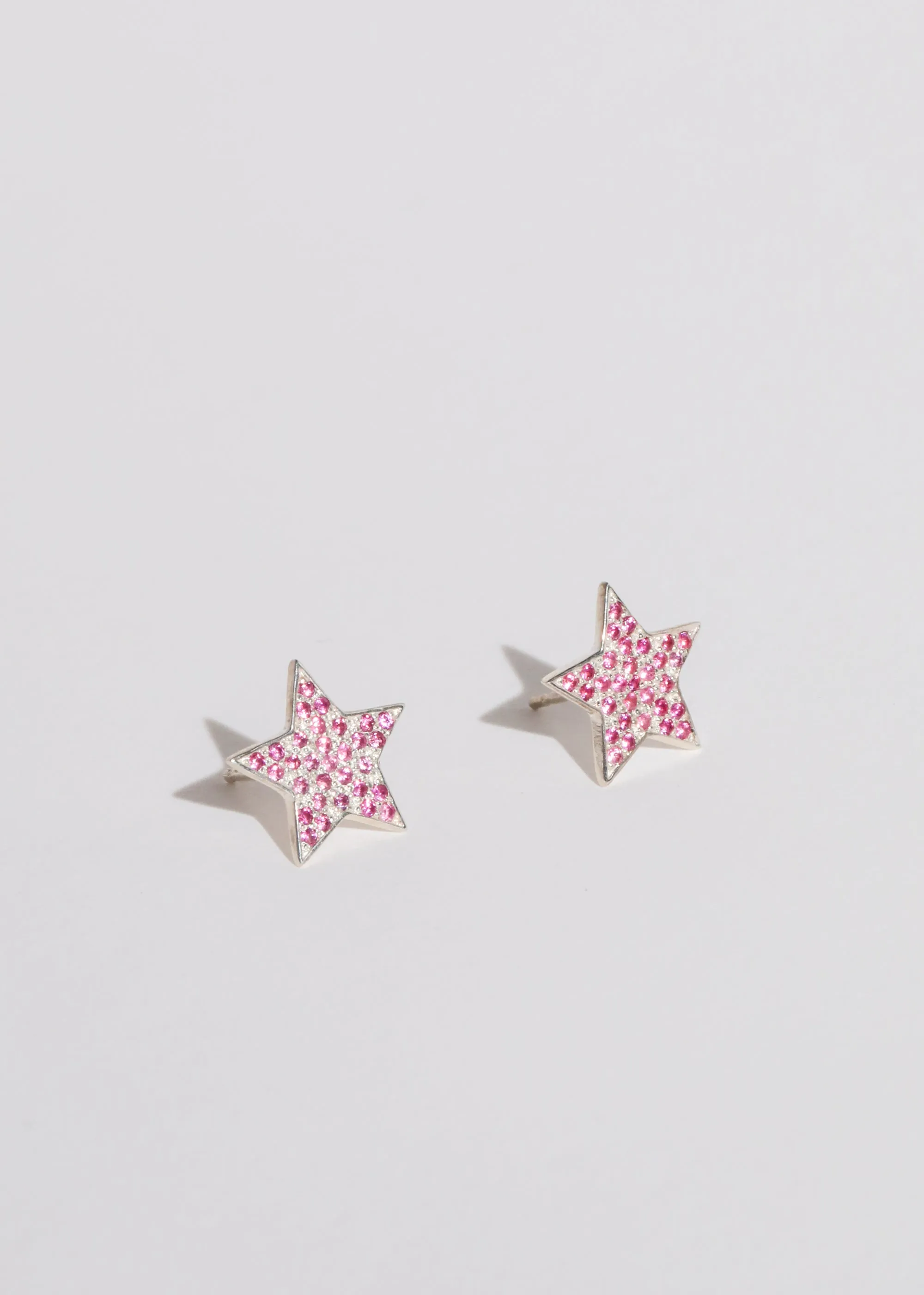 Star Studs in Sterling Silver - Pink Sapphire sold by Mondo Mondo product image thumbnail 3