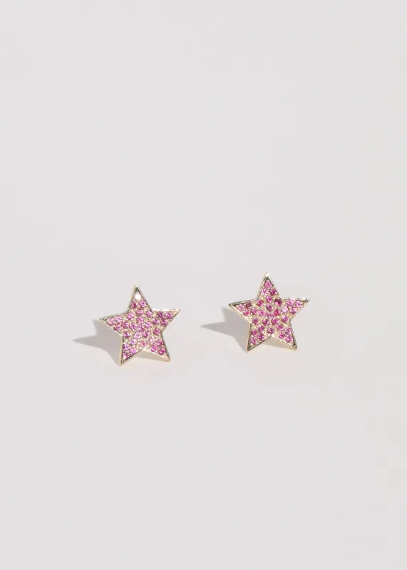 Star Studs in 14k - Pink Sapphire sold by Mondo Mondo