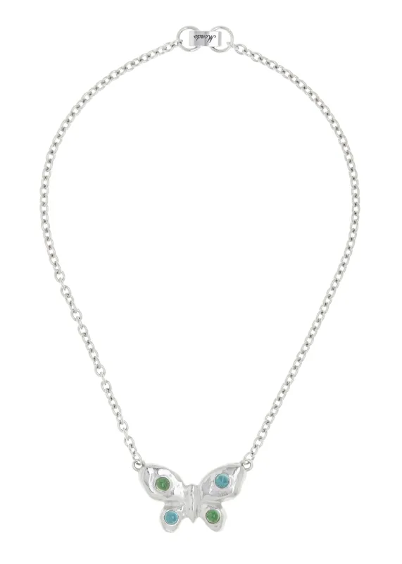 Tropicana Butterfly Necklace in Silver - Iguana/Lizard made by Mondo Mondo
