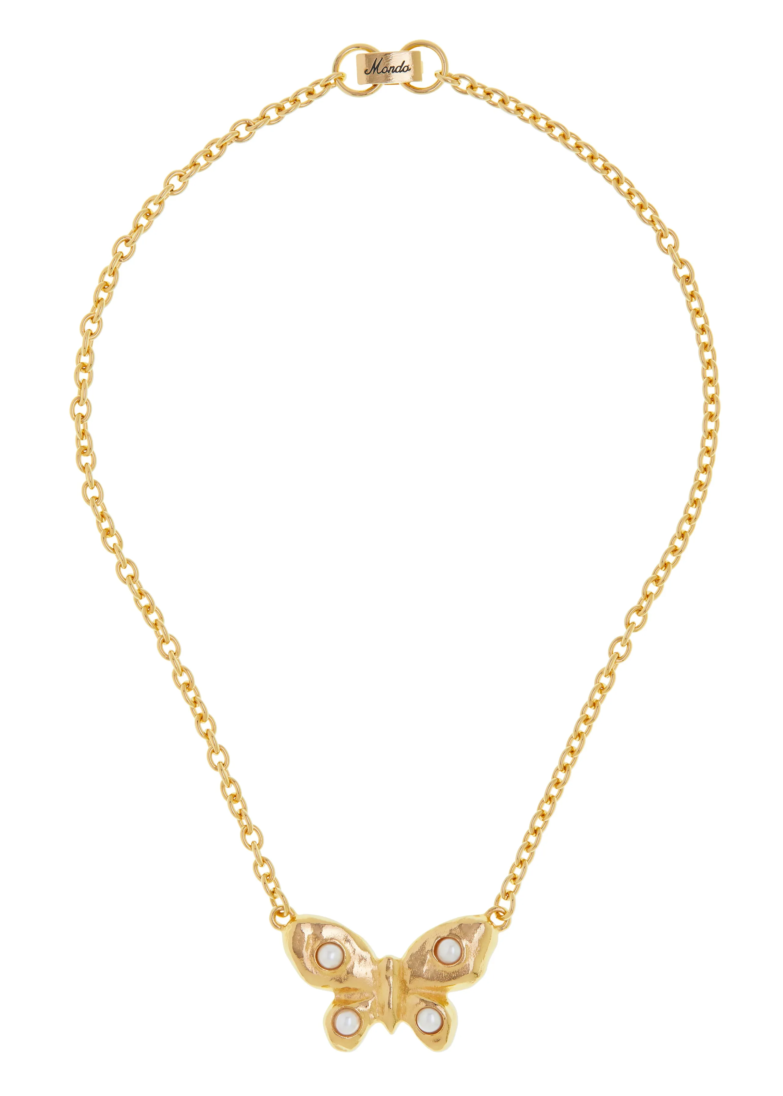 Tropicana Butterfly Necklace in Gold - Pearl sold by Mondo Mondo