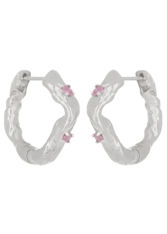 Nan Hoops in Silver - Pink Sapphire sold by Mondo Mondo