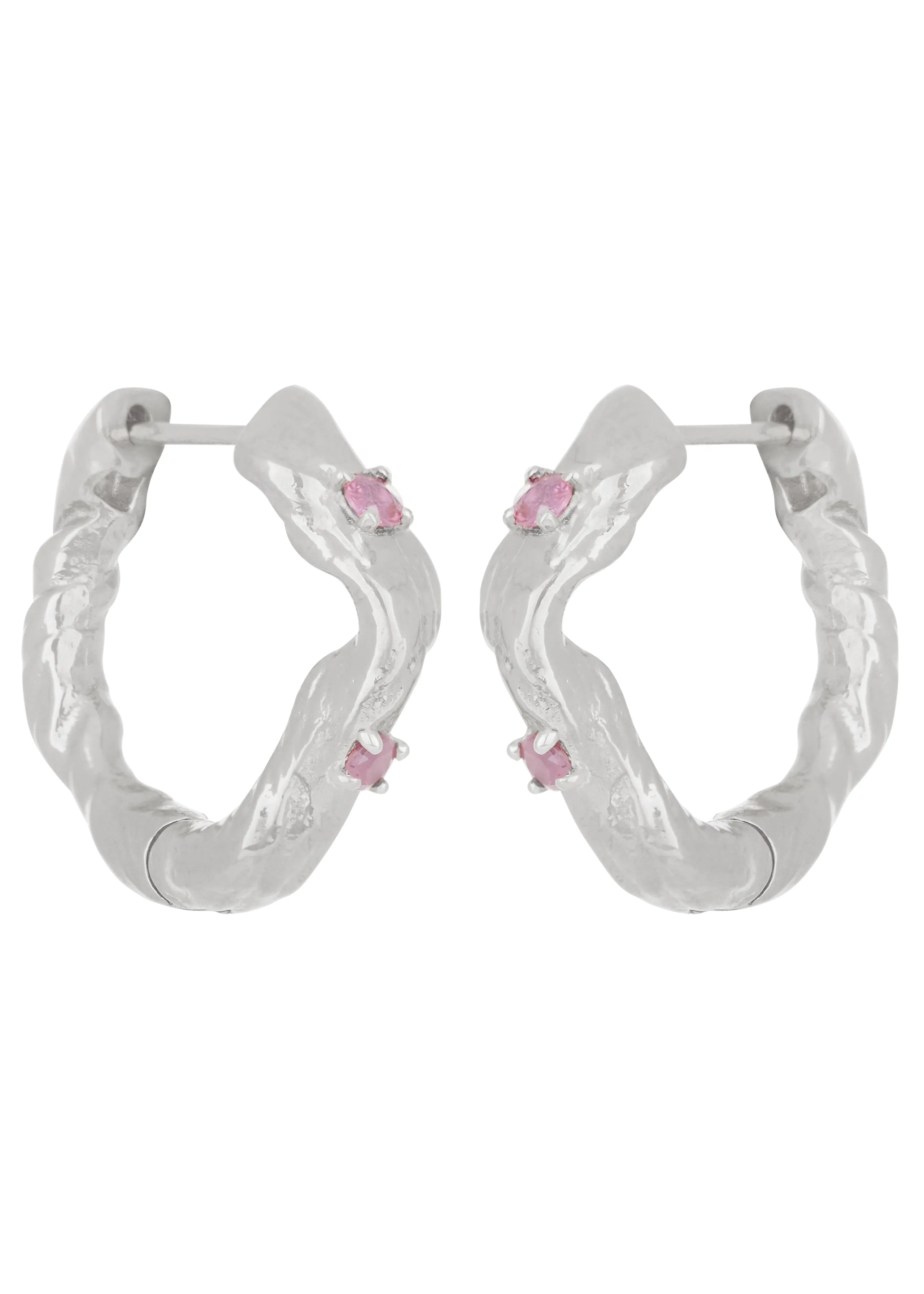 Nan Hoops in Silver - Pink Sapphire sold by Mondo Mondo