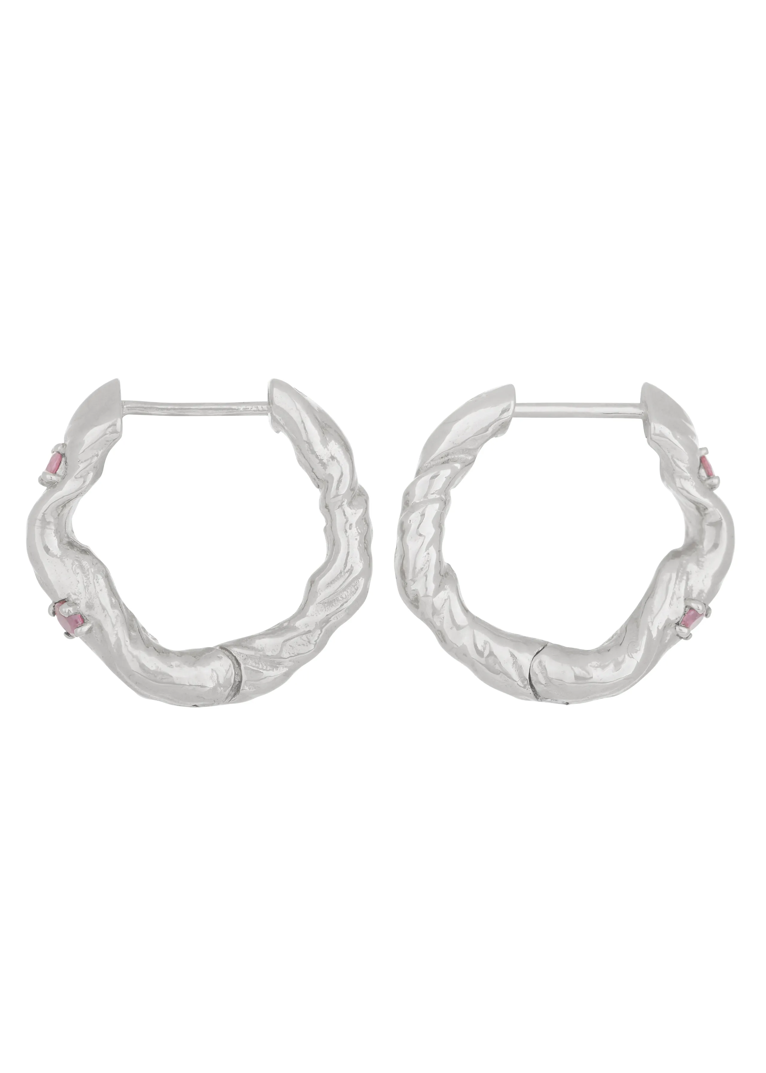 Nan Hoops in Silver - Pink Sapphire sold by Mondo Mondo product image thumbnail 3