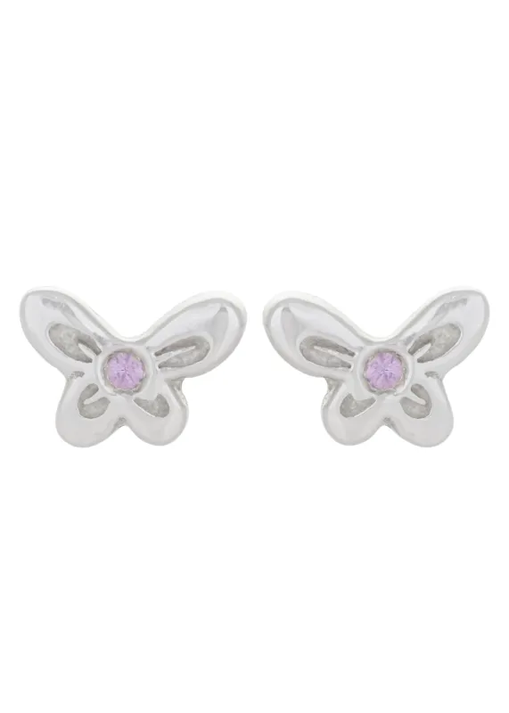 Butterfly Studs in Silver - Pink Sapphire sold by Mondo Mondo